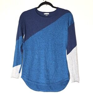 Smartwool Cozy Colorblock Merino Wool Sweater Blue Gray Pullover Womens XS